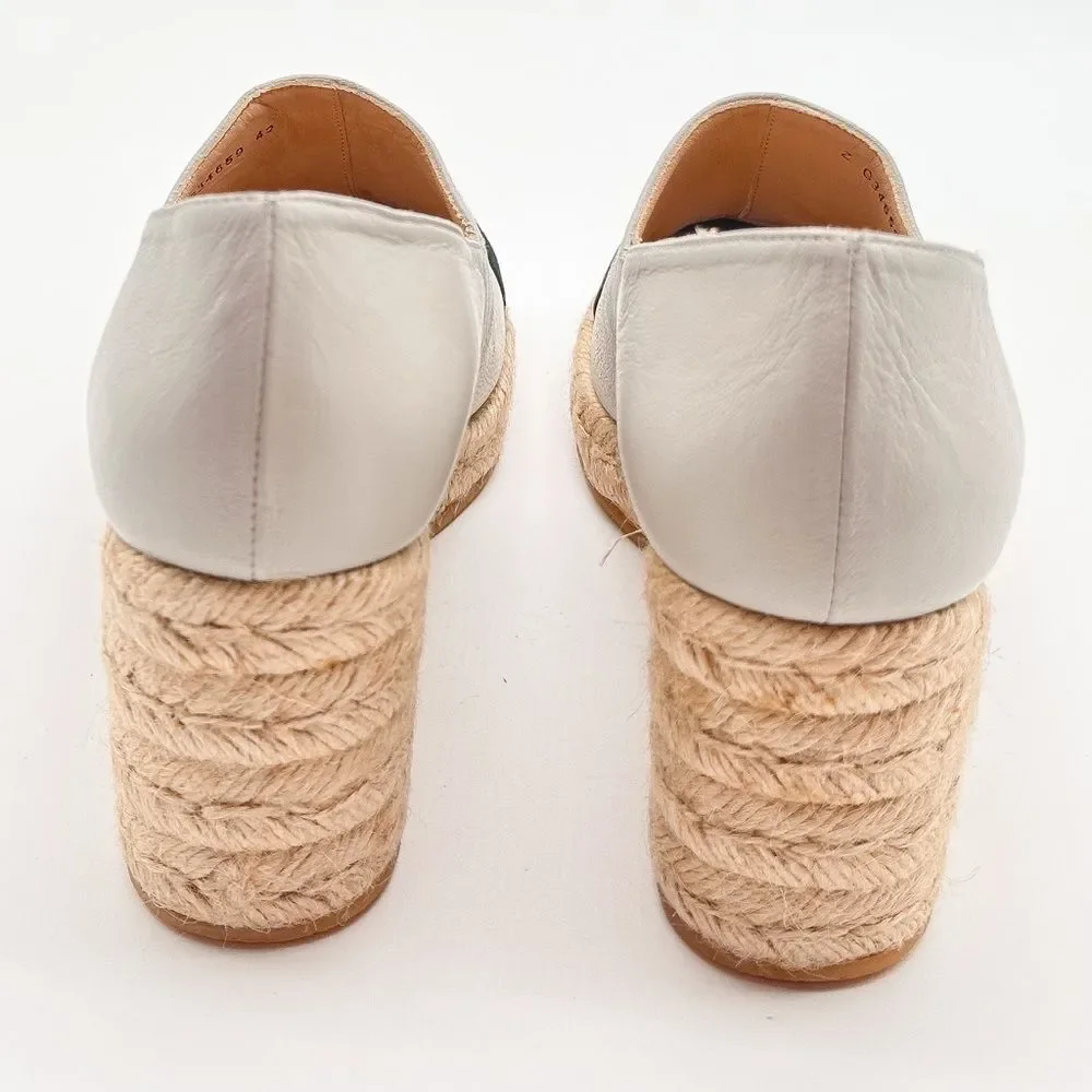 CHANEL CC Logo Cap Toe Lambskin Suede Espadrille Wedges Espadrilles EU 42 - Picture 4 of 13